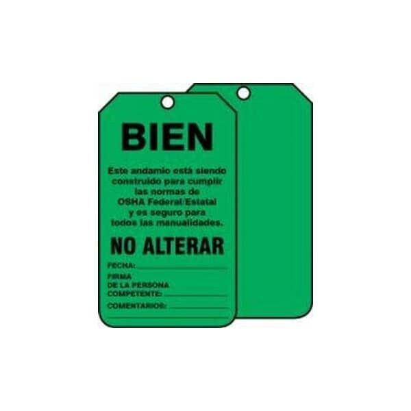 Accuform Spanish Safety Tags, OK DO NOT ALTER, 5.75in x 3.25in, HS-Laminate, 25PK SHTSS103LTP - main